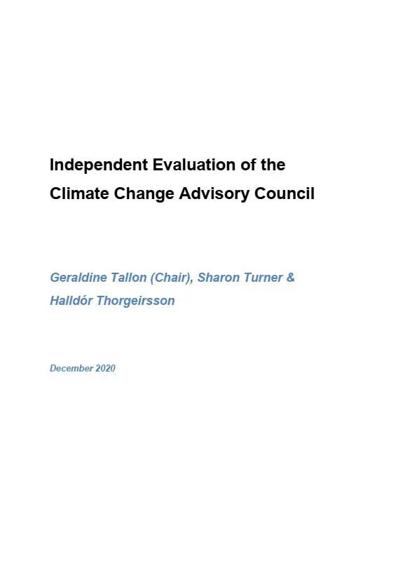 Independent Evaluation of the Climate Change Advisory Council - front cover